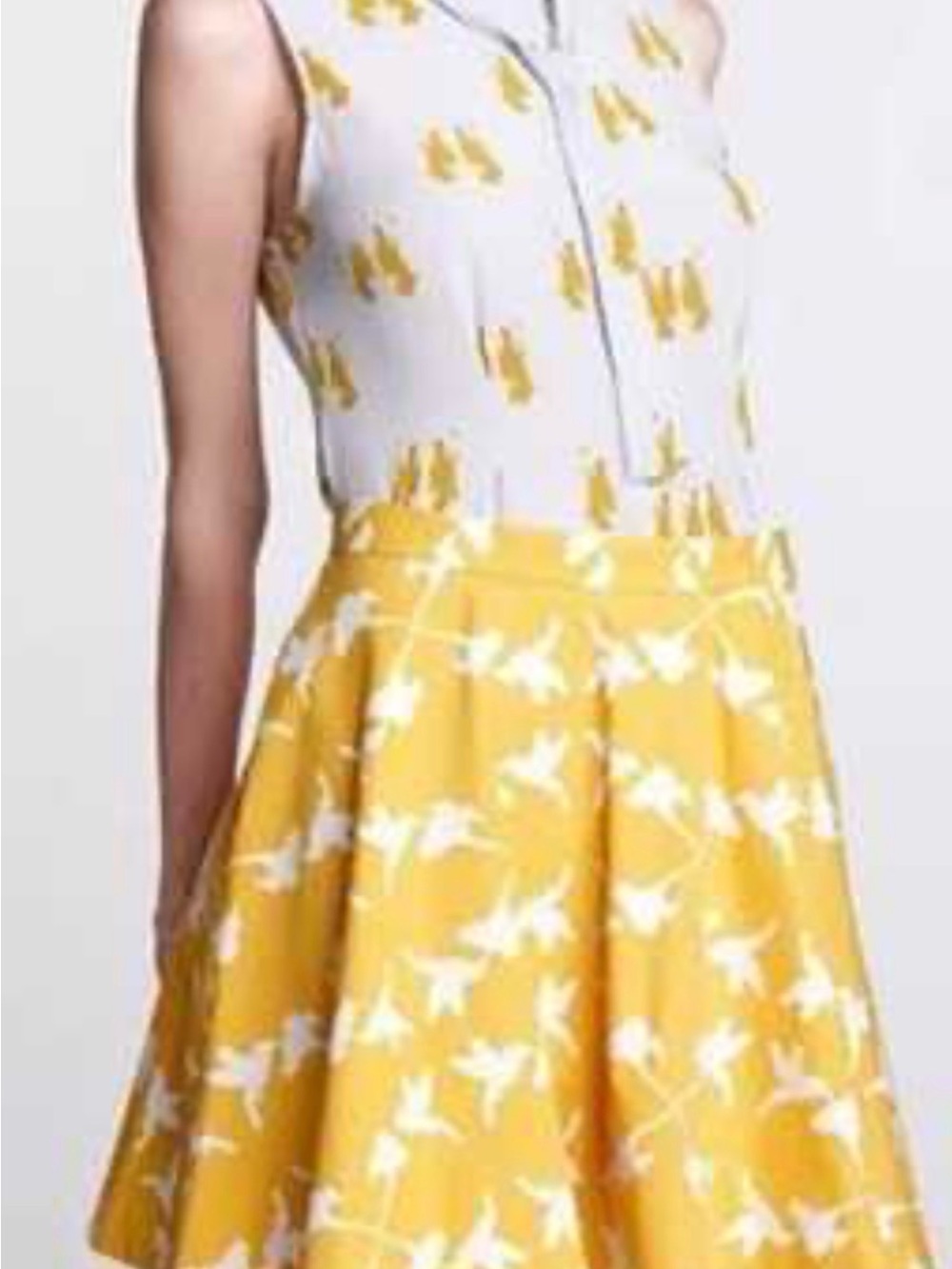 Charlotte Taylor yellow bird print mini skirt size 10